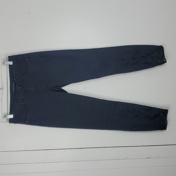 Elie Tahari Mona Jean 5 Pocket Skinny Mid Rise Slim Leg Mesh Cutout Hem Women 25 - Picture 1 of 12